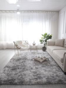 Modern Minimalist Bedroom Living Room Plush Carpet Pet Dog Cat Mat Princess Girls Room Bedside Rug Rectangular Shape Machine Washable