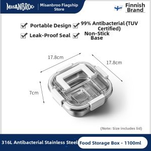 Misanbroo | 316 Stainless Steel Food Grade Refrigerator Sealed Storage Box