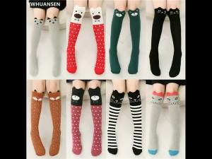 YWHUANSEN 1 Pair 2024 Girls Knee High Socks Animal Cotton Knit Over Calf Socks for Kids Teens Cute Cartoon Children Socks Spring