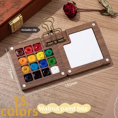 BAIZHI | Portable Mini Walnut Wood Watercolor Set