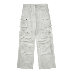 Undersober Turkey Import Denim Washed Cargo Pants Trendy American Men Straight-leg Casual Pants
