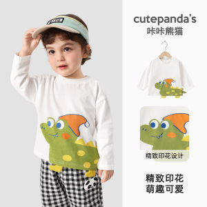 Spring Autumn Cartoon Long Sleeve T-Shirt Childrens Clothing for Boys And Girls Cute Panda Design Kids Base Shirt Trendy Top