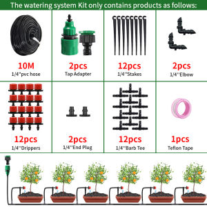 20-50M Drip Irrigation System Potted Plant Watering Kits Adjustable Drippers 1/4 Hose Irrigation Micro Garden Watering System