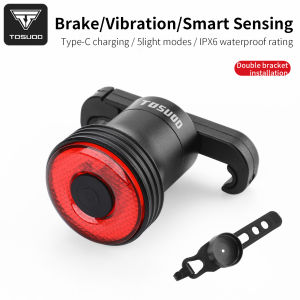 TOSUOD Bike Taillight IPX6 Waterproof 400mAh LED Bicycle Taillight Type-C Charge 5 Lighting Modes Intelligent Sensing Bike Light