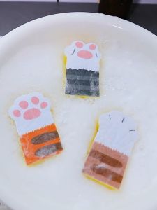 [สก็อตไบร์ท] อุ้งเท้าแมว สก็อตไบร์ทล้างจาน ฟองน้ําล้างจาน ฟองน้ํา ลายแมว ฟองน้ําทําความสะอาดเครื่องครัว