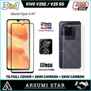 PROMO PAKET MURAH 3 IN1 ANTI GORES ANTI BLUE-LIGHT VIVO V25E / V25 5G ANTI GORES TEMPERED GLASS + CAMERA LENS + SKIN CARBON 3D