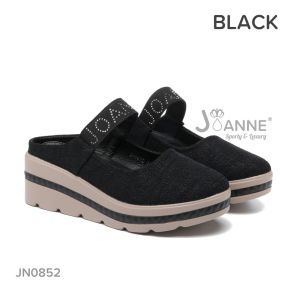 JN0852 JOANNE SLOP WEDGES SHOES KULIT MIX CANVAS 100%