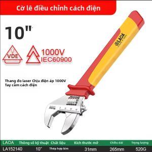 LAOA VDE Cờ Lê Điều Chỉnh Cách Điện 1000V 6/8/10/12 Inch Cờ Lê Đa Năng Dành Cho Thợ Điện Bảo Trì Công Cụ Sửa Chữa Tay Bằng Thép Crom-vanadi