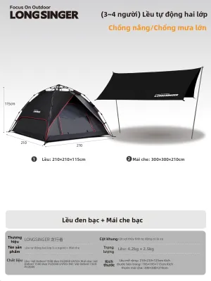 LongSinger | Lều Bền Rainproof Tự Động Chống UV