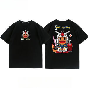 Bandai | Pokemon Gundam Collaboration Anime Short-sleeved Top Summer T-shirt for Both Men and Women