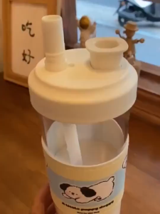 Portable Straw Cup pearl milk tea Drinking Bottles Transparent 500/850ml Large Capacity Water cup