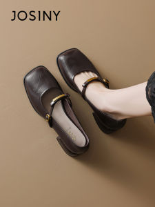 Josiny | Skirt Matching Mary Jane Summer French Style Brown Women Shoes Coarse Heel