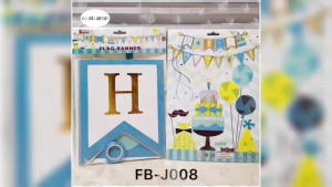 Happy birthday Letter banner with 2 shape flag design ~ J008