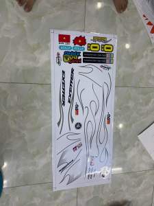 TEM RỜI -TEM CHẾ EXCITER 2010 DÁN XE TRẮNG - MẪU LỬA