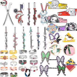 Anime Demon Slayer Brooch Enamel Kimetsu no Yaiba Sword Pins Weapon Badge Fans Cosplay Souvenir Props Backpack Jewelry Gift