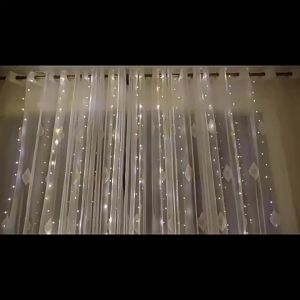 Dây Đèn LED Rèm 300 Bóng Với Điều Khiển Từ Xa 8 Chế Độ Trang Trí Cửa Sổ Tường Phòng Đám Cưới Tiệc Tùng Tự Làm