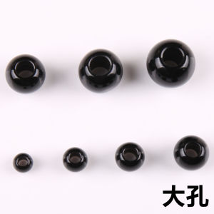 Large Hole Black Straight Hole Scattered Beads Ornament Accessories DIY Hand-Woven Mobile Phone Charm Beaded Headdress Hair Ring Accessories