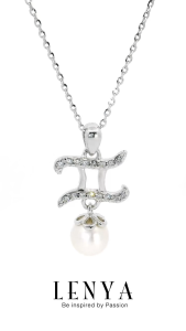 LENYA จี้Zodiacไข่มุก ประจำราศีเมถุน ตัวแทนของความอ่อนหวานนำพาความรัก ตัวเรือนเงินแท้925 ชุบทองคำขาว
