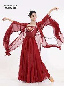 FULLBELIEF | Traditional Dance Costume Long Sleeve Red Gauze Top