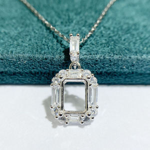 จี้เงินแท้ S925 ทรงสี่เหลี่ยมผืนผ้า ขนาด 6*8 มม. สำหรับผู้หญิง เครื่องประดับแฟชั่นแบบทันสมัย ไม่ต้องติดเพชร จี้แบบเปิดโล่ง