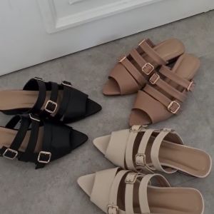 Leora Veddira - Bloomberg - Sandal Hak Mules Big Size Jumbo - BIG SIZE JUMBO - Hak 3 cm - BS Heel Mules - SANDAL BIG SIZE JUMBO - Sepatu Big SIze Jumbo - Sandal Big Size Jumbo Wanita - Sendal Dewasa Perempuan