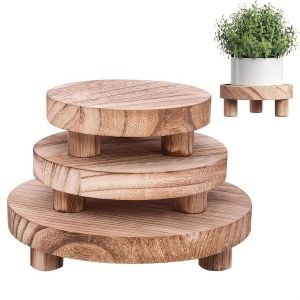 RA Round Wooden Riser Tray Set Solid Wood Display Stand Detachable Feet Desktop Organizer Shelf AR