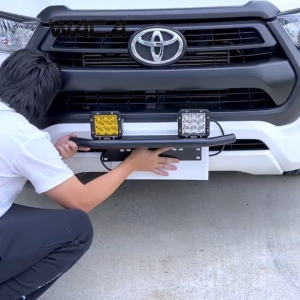 กันชนอลูมิเนียม น้ำหนักเบา ติดไฟLEDได้ กันชนป้ายทะเบียน บาร์ยึดไฟสปอร์ตไลท์ สำหรับรถทุกรุ่น (สีดำด้าน) FKA ป้ายรถยนต์ 201