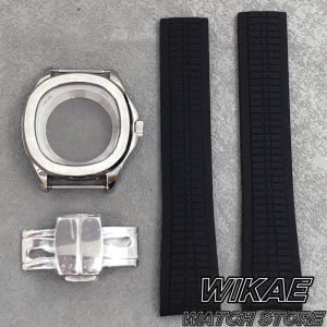 40mm Case Rubber Strap Sapphire Glass Square Rose Watch Case Waterproof for NH34 NH35 NH36 NH38 NH70 PT5000 Movement Watch Parts