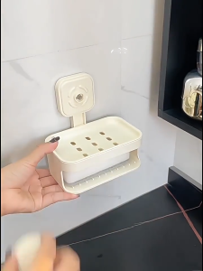 Khay đựng xà phòng Giá đựng xà phòng treo tường 2 tầng cho phòng tắm loại hút chân không chắc chắn