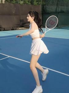 Womens Tennis Outfit Summer Short Skirt Set High Waist Pleated Badminton Uniform Professional Sportswear Two-Piece Set