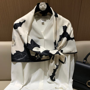 Elegant Printed Large Kerchief Womens K-style Easiest for Match Artificial Silk Shawl Waistcoat Spring and Autumn 90 Silk Scarf Outer Scarf
