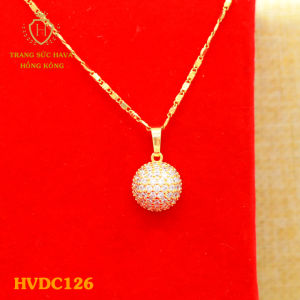 Vòng Cổ Nữ Dây Chuyền Nữ Mặt Tròn Đính Đá (Màu Trắng) Titan Xi Mạ Vàng Thật 10k 18k 24k Cao Cấp (Không Bị Đen) - Trang Sức Hava Hong Kong Phong Cách Thời Trang