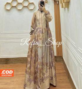 Drees Bunga Cantik Premium  /Gamis Terlaris Silk Premium  /Baju Motif Terbaru  /Gamis Semi Sutra