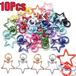 5/10 ชิ้นตะขอล็อบสเตอร์รูปดาวขนาดใหญ่ชุบแบบทำมือตะขอจิวเวอร์สำหรับ ทำพวงกุญแจห่วงพวงกุญแจ