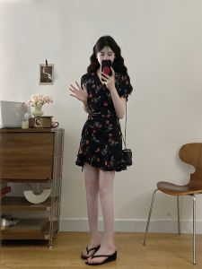 XUECAIQI | Floral Print French Style Slimming Dress Large Size