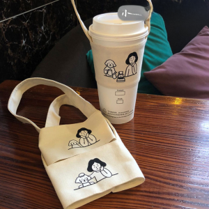Portable Canvas Beverage Cup Holder Crossbody Bag Ins Milk Tea Cup Cover Eco-friendly Carry-all Drink Accessory