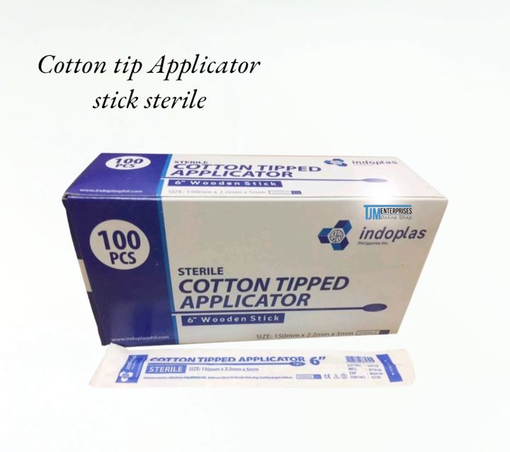 Cotton Tip Applicator stick Sterile 1box.100pcs. Lazada PH