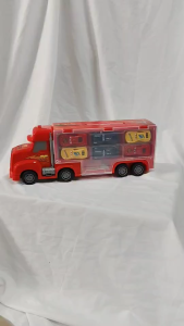 รถบรรทุกขนรถ the Car Carrier Truck มีไฟมีเสียง + รถแข่ง 6 คัน + รถตัวปล่อย Pull Back  86830 #