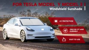 Tesla Model Y Juniper 2026 Model 3 Tấm Che Nắng Kính Chắn Gió Cao Nguyên Chống Nắng Cách Nhiệt Có Thể Gập Lại Với Túi Đựng Cho Xe Điện