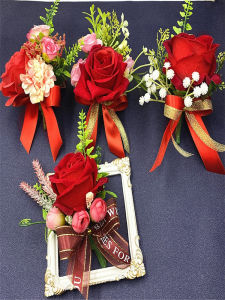 Vòng Hoa Áo Vest Đỏ Cưới Trung Quốc Phong Cách Truyền Thống Quà Tặng Tiệc Cưới Phụ Kiện Trang Trí Đám Cưới Vòng Hoa Áo Vest