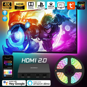 Immersion TV LED Backlight with Smart Tuya APP HDMI 2.0 Sync Box for 55-85 Inch TV Compatible with Alexa & Google Assistant