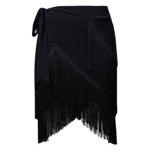 Latin Dance Skirt Shoelace One Piece Tassel Dress Modern Dance Training Short Skirt National Standard Dance Bottoms Ballroom Dance Dress