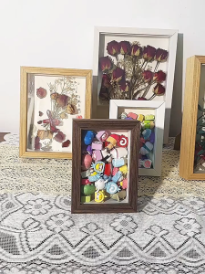 Shadow Box Frame Wood Deep Large Shadow Box Display Case with Plexiglass Window 3D Picture Frame for Memorabilia Dried Flowers DIY Craft Wedding Memories Photos and Baby Items