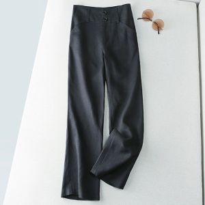 Casual High Waist Wide Leg Pants for Women Simple Street Style Long Trousers Autumn Fashion Ladies Comfortable Loose Fit Pants