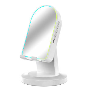 {NEW} ลำโพงไร้สายแบบเหนี่ยวนำพร้อมกระจกและขาตั้งโทรศัพท์เสียงคุณภาพสูงใช้งานได้ทั้งในบ้านและนอกบ้าน