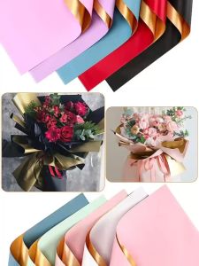 58*58cm luxury gold flower wrapping paper waterproof paper DIY perfect gift wrapping wedding decoration 花艺花束包装纸(1424)