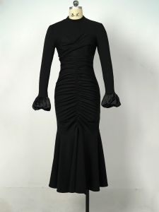 ZYHT EraVogue เดรสผู้หญิง เดรสสีดำ เดรสหางปลา เดรสแขนบาน เดรสทำงาน เดรสไฮโซ เดรสวินเทจ เดรสออกงาน เดรสปาร์ตี้ ชุดราตรี 45035