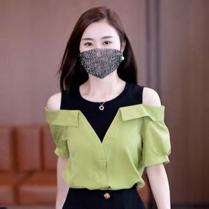 Chic Short Sleeve Shirt Womens Fashionable Korean Style Casual Shirt Elegant Small Top Stylish Airy Young-looking Top