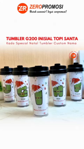 Kado Natal Tumbler G200 Inisial Topi Santa Custom Nama