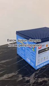 Mainan Brick Balok Susun Anak Bola Rail 136pcs DIY Kotak Penyimpanan